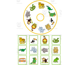 MATCHING & MEMORY CARDS AND WHEELS| JUNGLE ANIMALS