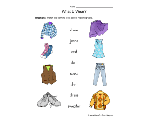 Matching Clothing Worksheet