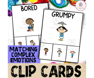 Matching Complex Emotions Clip Cards For Elementary Students