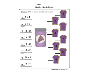 Matching Division Worksheet