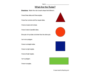 Matching Shape Attributes Worksheet
