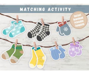 Matching Socks Activity for toddler, Easy print and match activity
