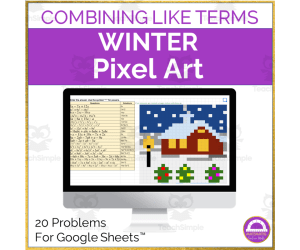 Math Combining Like Terms Winter Pixel Art