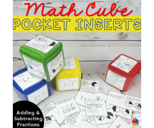 Math Cube Pocket Inserts: Adding & Subtracting Fractions