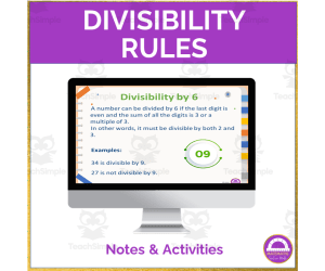 Math Divisibility Rules Notes and Activities