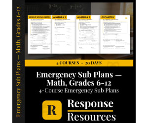 Math Emergency Sub Plans BUNDLE - 4 Courses Grades 6-12, 20 Days