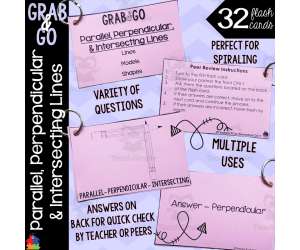 Math Flash Cards | Parallel, Perpendicular & Intersecting Lines