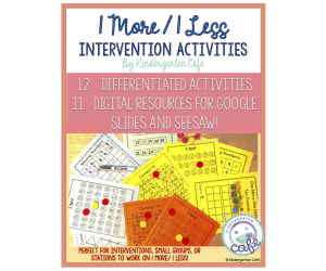 Math Intervention Packet: 1 More/1 Less Activities | Printable and Digital