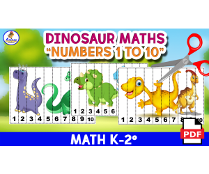 MATH PUZZLE Numbers 1 to 10 - DINOSAUR THEME