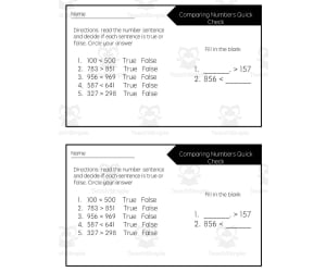 Math Quick Check: Comparing Numbers