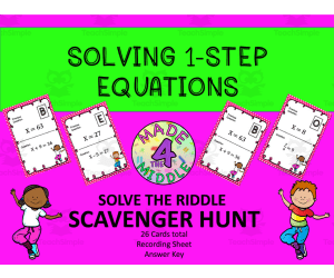Math Scavenger Hunt: Solving 1-Step Equations
