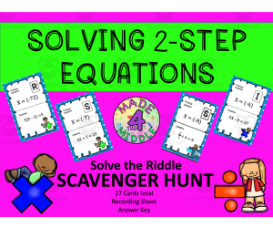 Math Scavenger Hunt: Solving 2-Step Equations