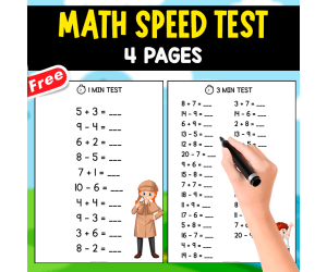 MATH SPEED TEST | 4 FREE PAGES | ADDITION+SUBTRACTION