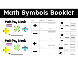 Math Symbols Booklet