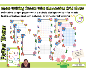 Math Writing Sheets with Decorative Grid Boxes