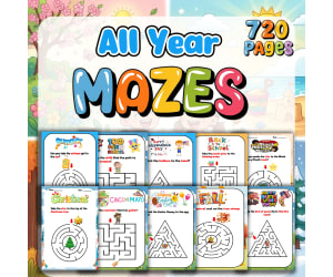 Mazes Kindergarten - Preschool All Year BUNDLE | Early Finishers, Fine