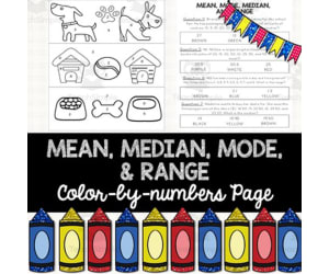 Mean, Mode, Median + Range Color by Number Worksheet