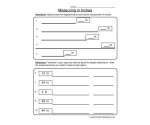 Measurement in Inches Worksheet