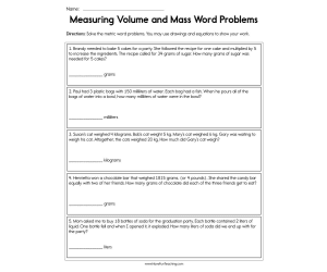 Measuring Metric Word Problems Worksheet