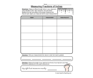 Measuring to the Fractions of Inches Worksheet