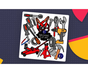 Mechanic Tools Clip Art – 42-Image Colour & B&W Set