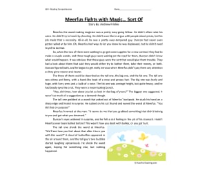 Meerfus Fights with Magic Sort Of Reading Comprehension Worksheet