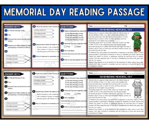 Memorial Day Reading Comprehension Passage and Questions