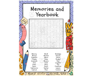 Memories and Yearbook word search puzzle worksheet activity