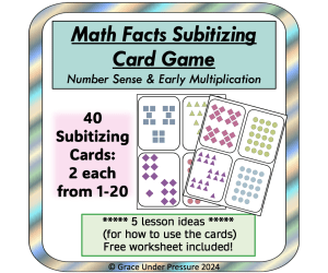 Mental Math Games: Number Sense Subitizing Flash Cards 5 Ways!