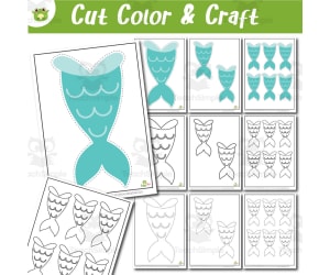Mermaid Tail Template Activity Set | Cutting, Coloring & Tracing Prek