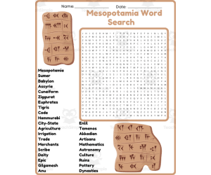 Mesopotamia word  Search Worksheet Activities