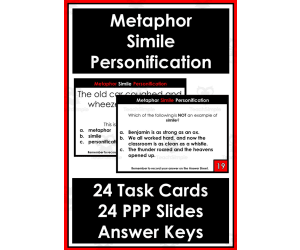 Metaphor Simile Personification 24 Task Cards 24 Powerpoint Slides