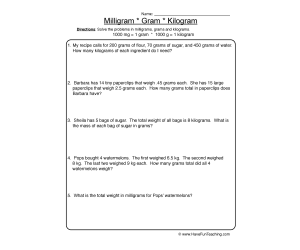 Metric Measurement Scenarios Worksheet