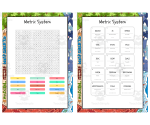 Metric System word search, scramble and crossword puzzle
