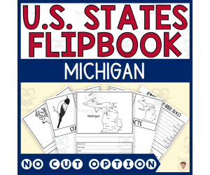 Michigan State Flipbook (Capital, Bird, Flower, Flag, Animal)