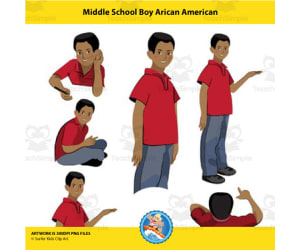 Middle School African American Boy Clipart