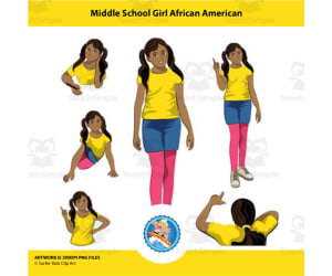 Middle School African American Girl Clipart