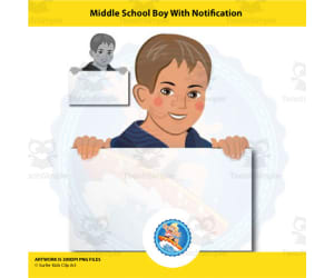 Middle School Boy Showing Notification Clipart
