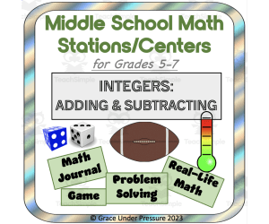 Middle School Math Stations or Centers: Adding and Subtracting Integers