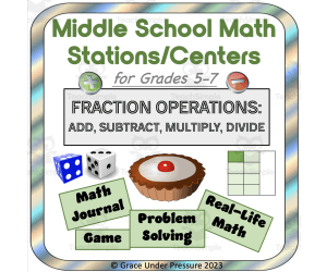 Middle School Math Stations or Centers: Fraction Operations + - x /