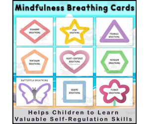 Mindfulness Breathing Exercises Activities Cards for Kids, Calming Corner Posters, Finger Tracing, Calm Down Activity, Breathing Techniques, Self-Regulation