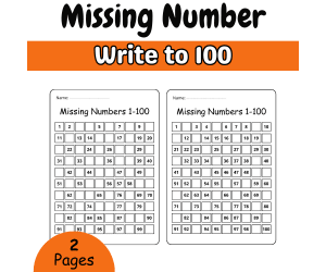 missing numbers 1-100 worksheets for kindergarten