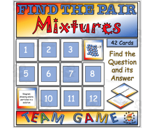 Mixtures - Solutions, Suspensions and Solubility - Find the Pair Game for Middle School