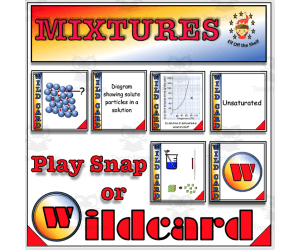 Mixtures - Solutions, Suspensions, Dissolving and Saturated Solutions - Wildcard and Snap Card Games for Middle School
