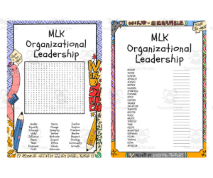 MLK Organizational Leadership word search & scramble