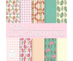 Modern Floral Digital Paper
