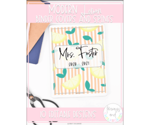 Modern Lemon Binder Covers | Editable