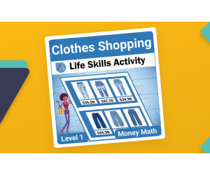 Money Math Life Skills Worksheet: Clothes Shopping Level 1