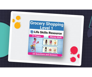 Grocery Shopping Money Math – Level 1 Worksheet