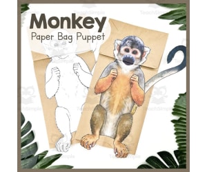Monkeys | Paper Bag Puppet | Printable Craft